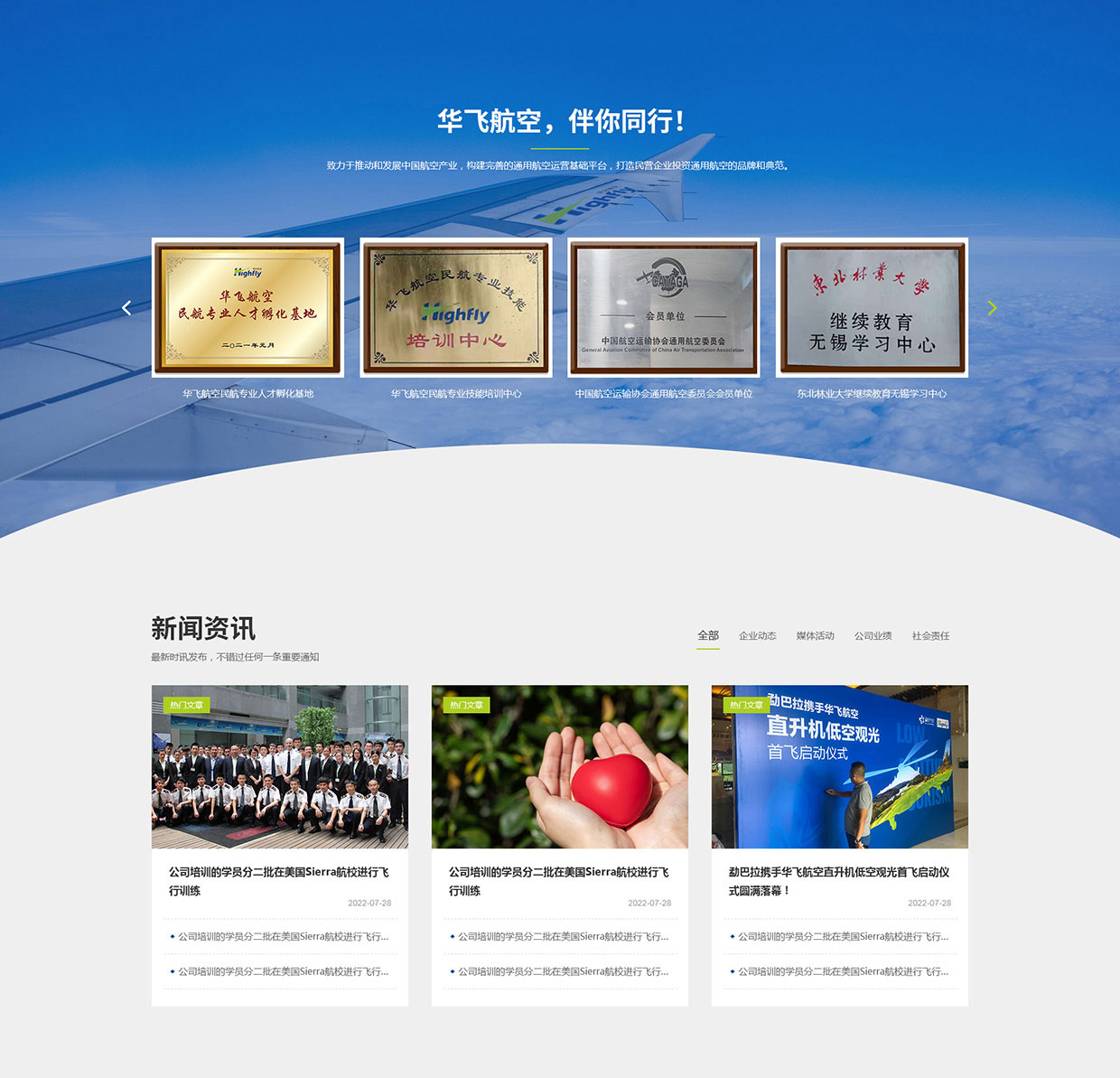 華飛航空發展集團（江蘇）有限公司網站案例